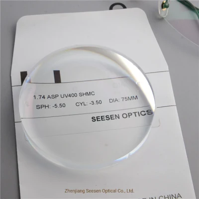 Ophthalmic Lens Manufacturers 1.74 Aspheric UV400 Shmc Single Vision Optical Lens