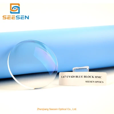 1.67 Single Vision Blue Cut Optical Lens Clear Anti Blue Rays Blocking Lenses