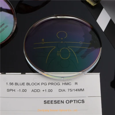 1.56 Blue Cut UV420 Spin Photochromic Progressive Eyeglass Optical Lenses Light Block Lenses