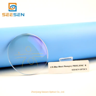 1.56 Blue Cut UV420 Spin Photochromic Progressive Eyeglass Optical Lenses Light Block Lenses