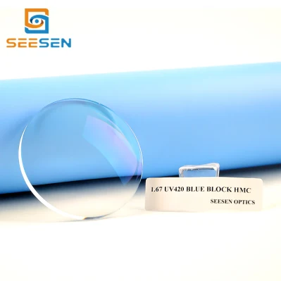 High Index 1.67 UV420 Blue Cut Blue Light Blocking Anti Blue Ray Optical Resin Lenses
