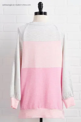 Girl&prime;s Stripe Soft Handfeel Anti Pilling Long Sleeve Sports Leisure Round Neck Blouse Top