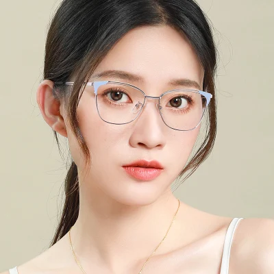 Trendy Fashion New Unisex Photochromic Personality Color Change Cat Anti-Blue Light Wholesale Metal Glasses Men Women Eyewear