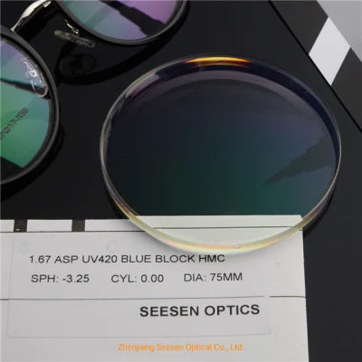 1.67 Single Vision Blue Cut Optical Lens Clear Anti Blue Rays Blocking Lenses