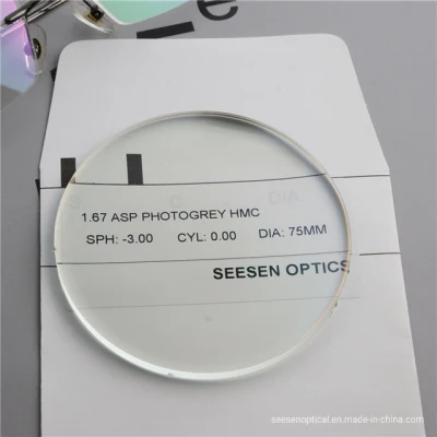 Eyeglass Lens Manufacturers 1.67 Photochromic Optical Ophthalmic Lenses