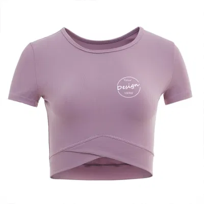 Custom Wholesale High Quality Scren Print Crop Top Women Yoga Sport Gym Elastic Slim Fit Round Neck Women Crop Top