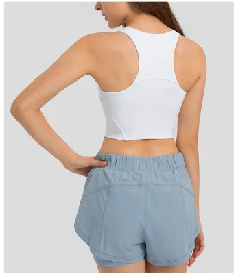 Lu-16 2022 Spring and Summer New Pull-up Round Tie Chest Pad Yoga Vest Nude Tight High-Elastic Sports Fitness Top Women