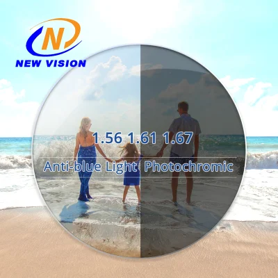 1.56 Semi-Finished Photochromic UV++ Blue Hmc Resin Optical Lens
