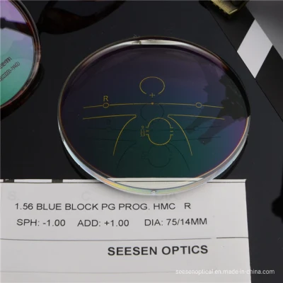 Hot Selling 1.56 Blue Blocking Photochromic Transition Progressive Multifocal Optical Eyeglasses Lens