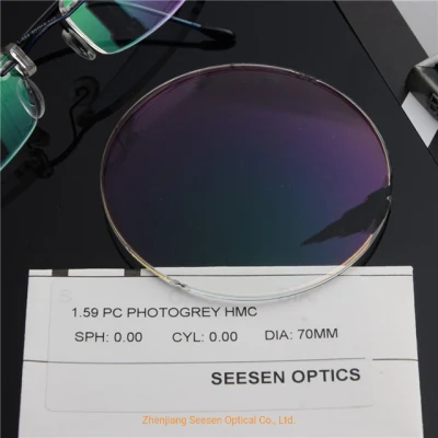 Green Transition Lenses 1.59 Spin Polycarbonate Photochromic Hmc Ophthalmic Lenses Spectacles