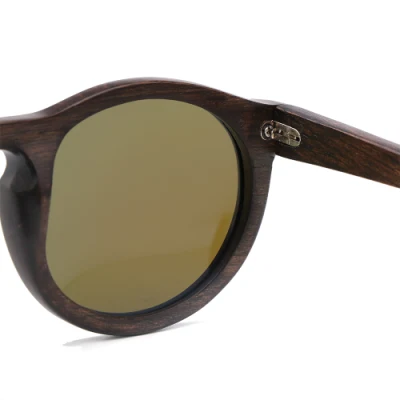 Polarized Lens with Colorful Mirror Ready to Ship and OEM Bamboo and Wooden Round Sunglasses