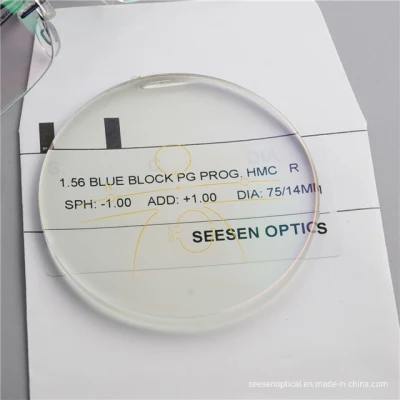 Hot Selling 1.56 Blue Blocking Photochromic Transition Progressive Multifocal Optical Eyeglasses Lens