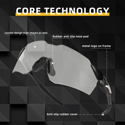 Wholesale Frameless Photochromic Lens Baseball Glasses Anti UV Sport Cycling Sunglasses