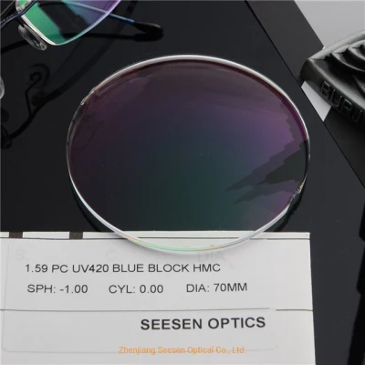 Blue Block Photochromic Lens 1.59 Polycarbonate PC UV420 Blue Cut Hmc Manufacturing Ophthalmic Lenses