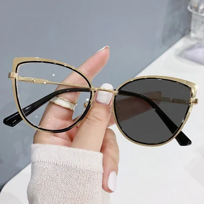Color Changing Women Men Metal Frame Blue Light Blocking Optical Glasses Frames Photochromic Eyeglasses Frames Glasses