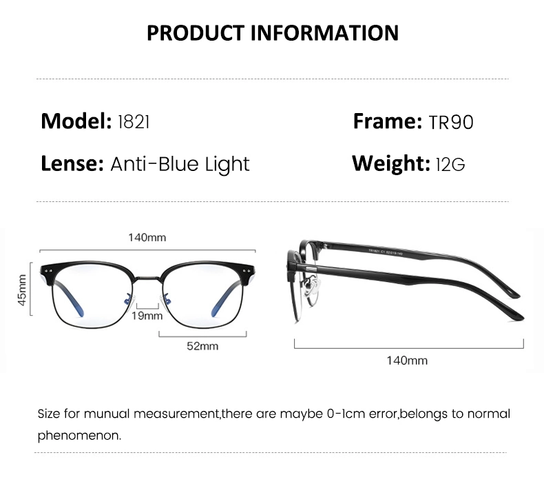 Men Retro Clear Lens Metal Optical Frames Glasses Frame Optical Half Frame Computer Anti Blue Light Blocking Glasses