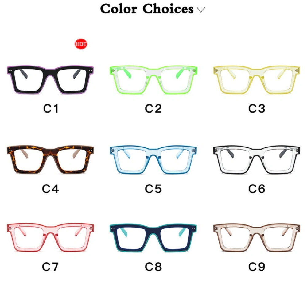 Oversized TR90 Square Eyewear High Quality Colorful Fashion HD Lens Anti-Blue Light Transparent Men Women Spectacles