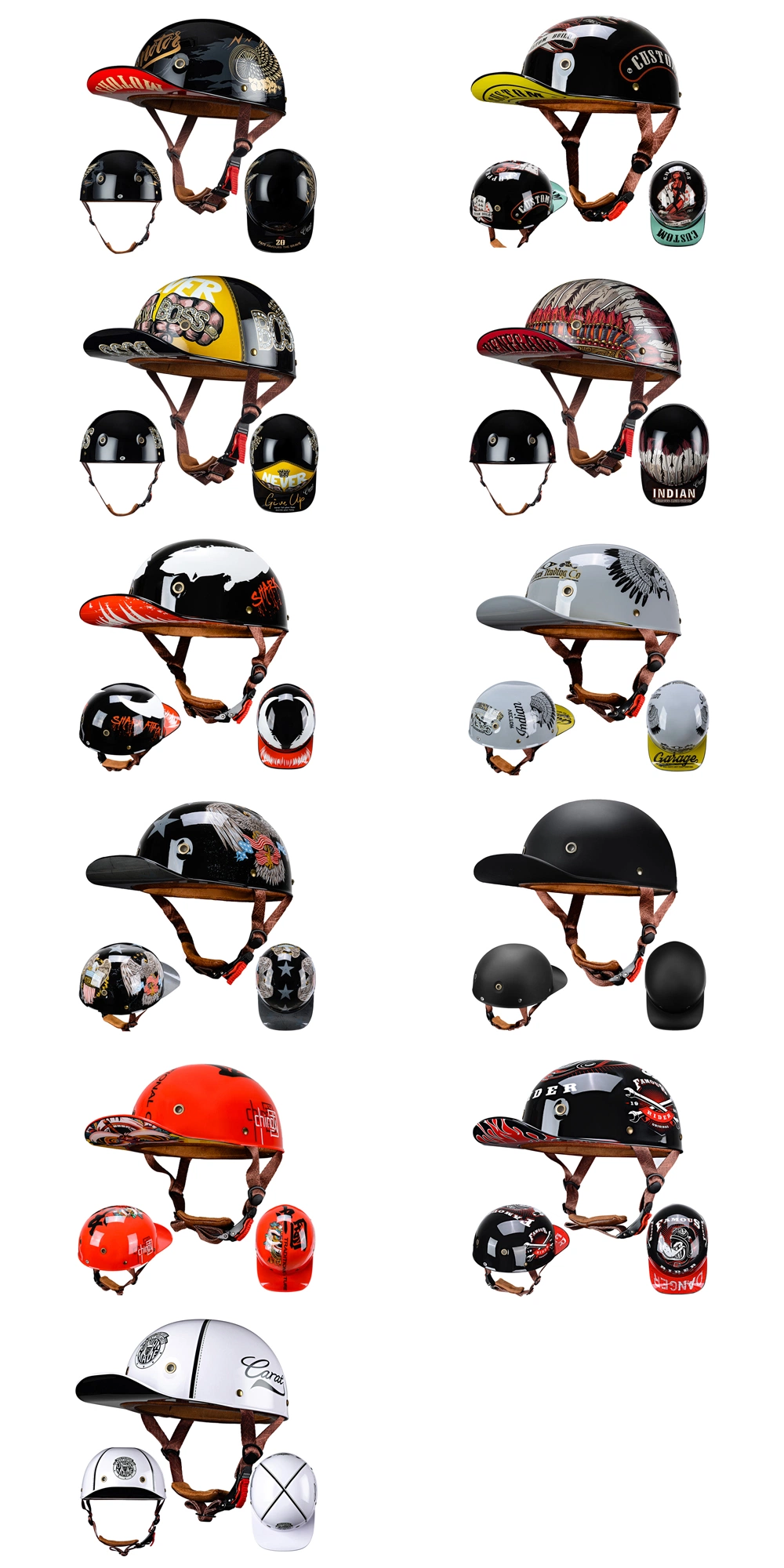 Motorcycle Helmet Electric Vehicle Helmet Baseball Cap Motorcycle Helmet with Decal