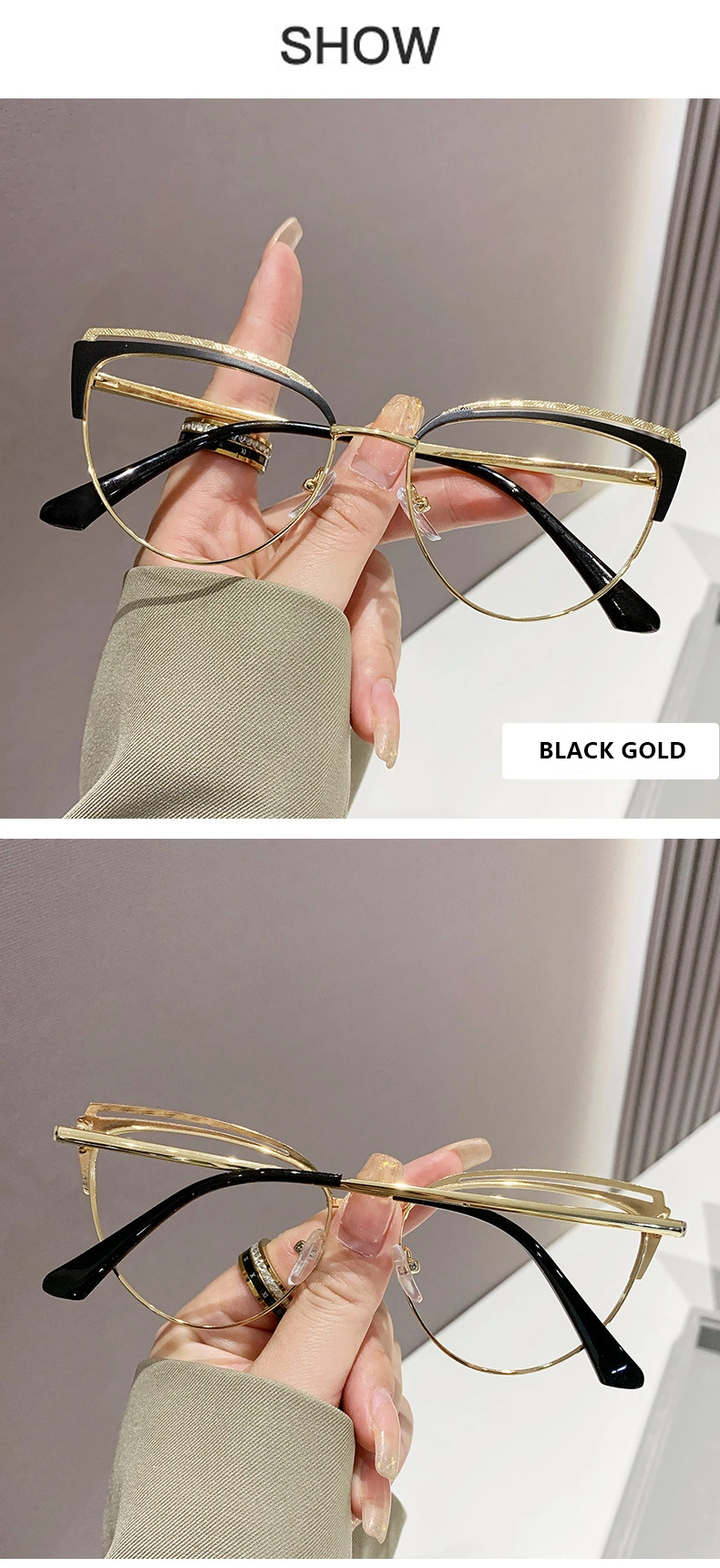 2023 Wholesale New Fashion Color Changing Custom Logo Women Optical Anti Blue Light Cmputer Metal Frame Glasses Cat Eye Photochromic Glasses