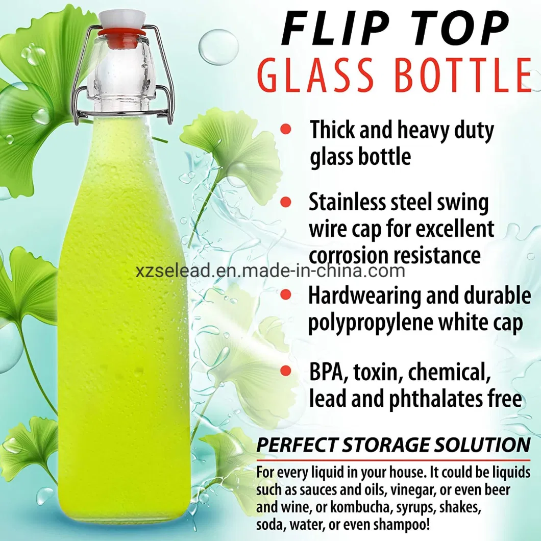 Flip Top Cooking Oil Round Glass Bottle Swing Top 60ml 100ml 250ml 500ml 750ml 1000ml