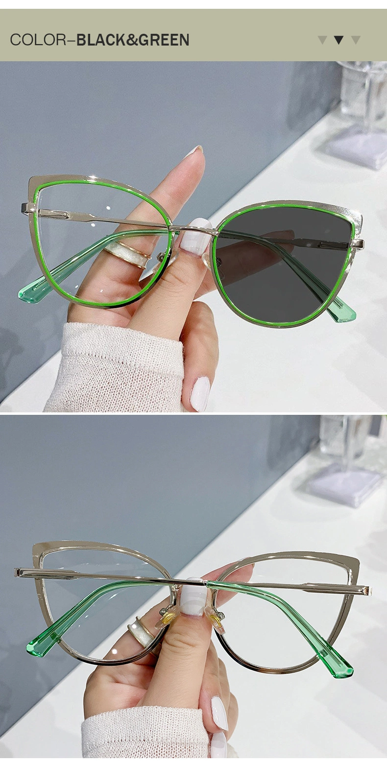 Color Changing Women Men Metal Frame Blue Light Blocking Optical Glasses Frames Photochromic Eyeglasses Frames Glasses