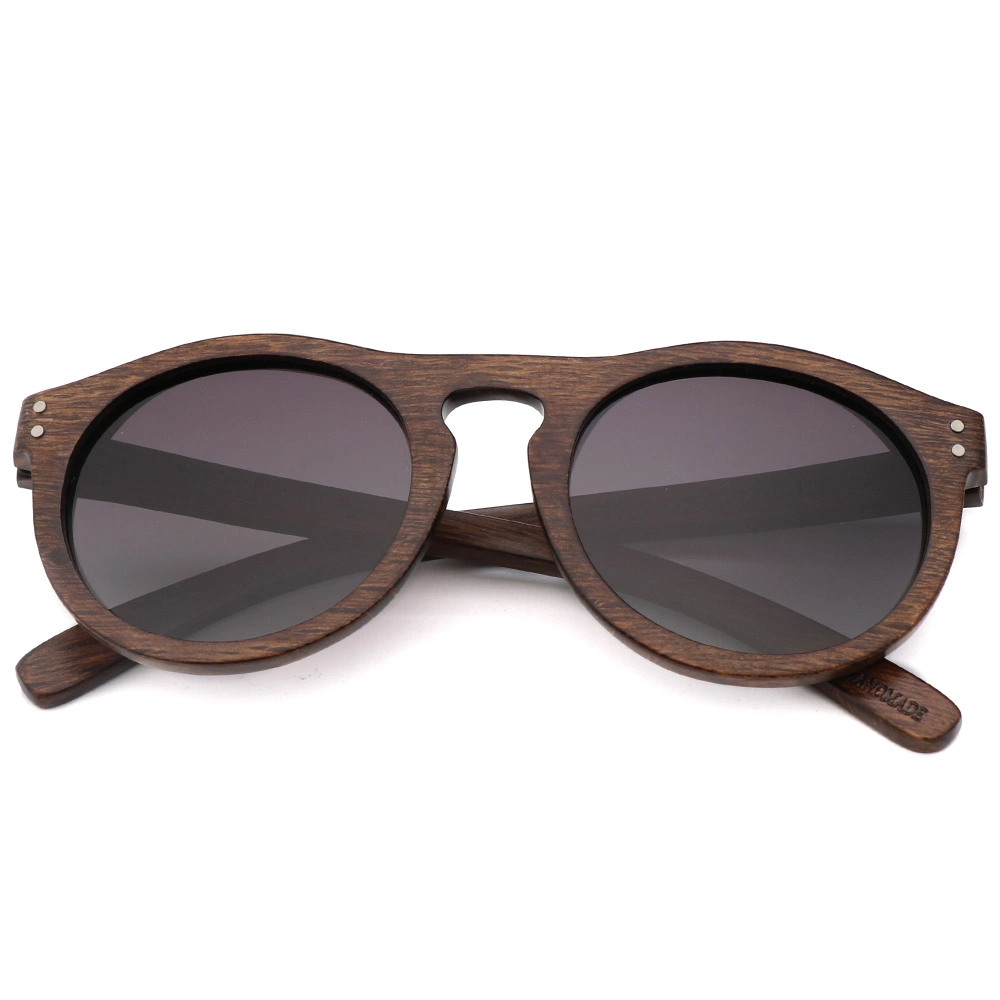 Polarized Lens with Colorful Mirror Ready to Ship and OEM Bamboo and Wooden Round Sunglasses