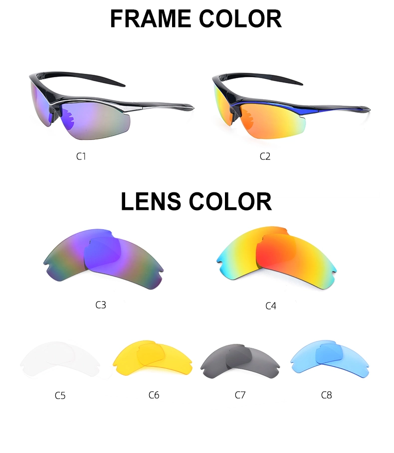 Wholesale Custom Fashion Half Frame Polarized Lens Outdoor Sport Sun Glasses UV400 Eye Protection Cycling Glasses
