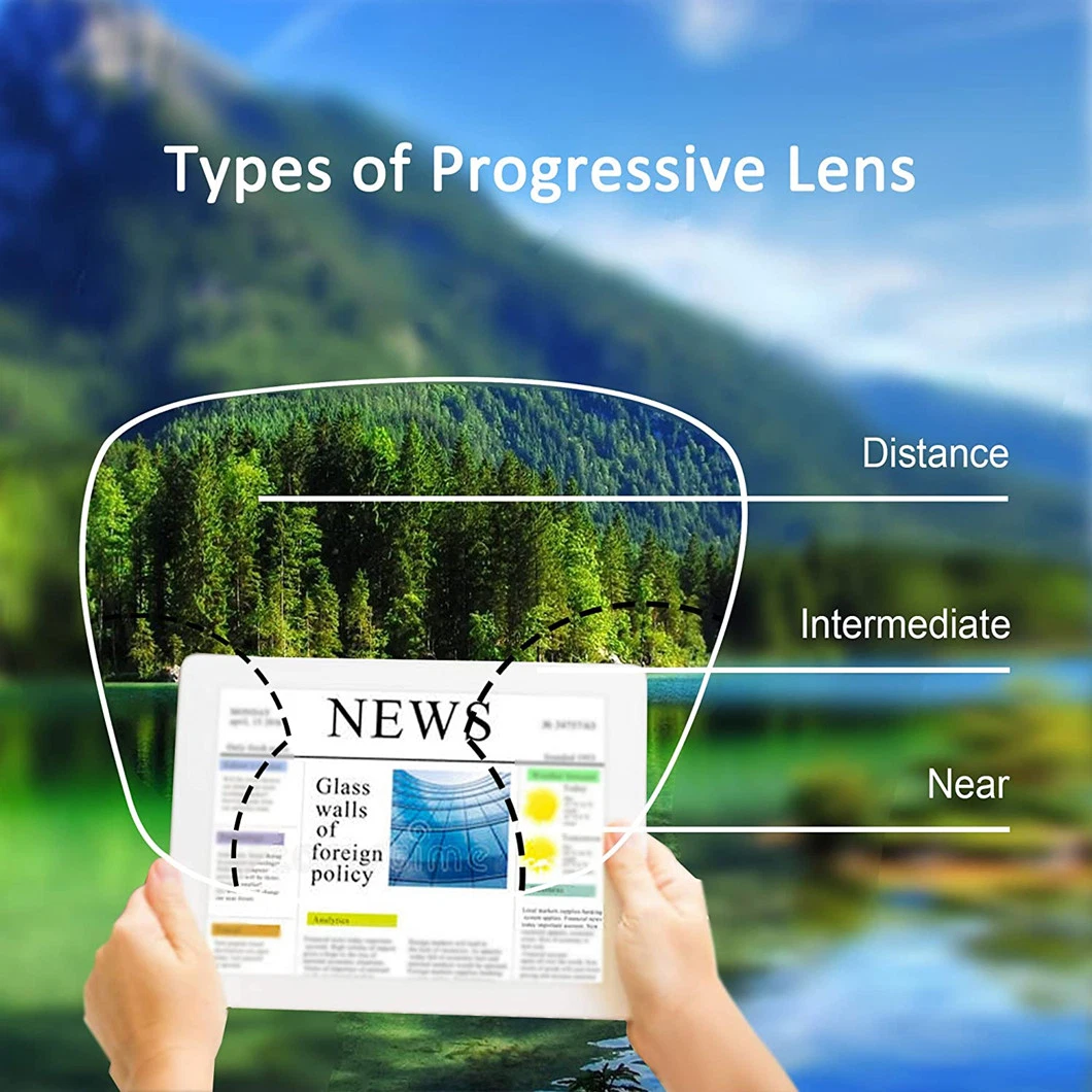 1.56 UV420 Blue Cut Photochromic Progressive Eyeglass Lens Suppliers Lens for Anti-Reflective