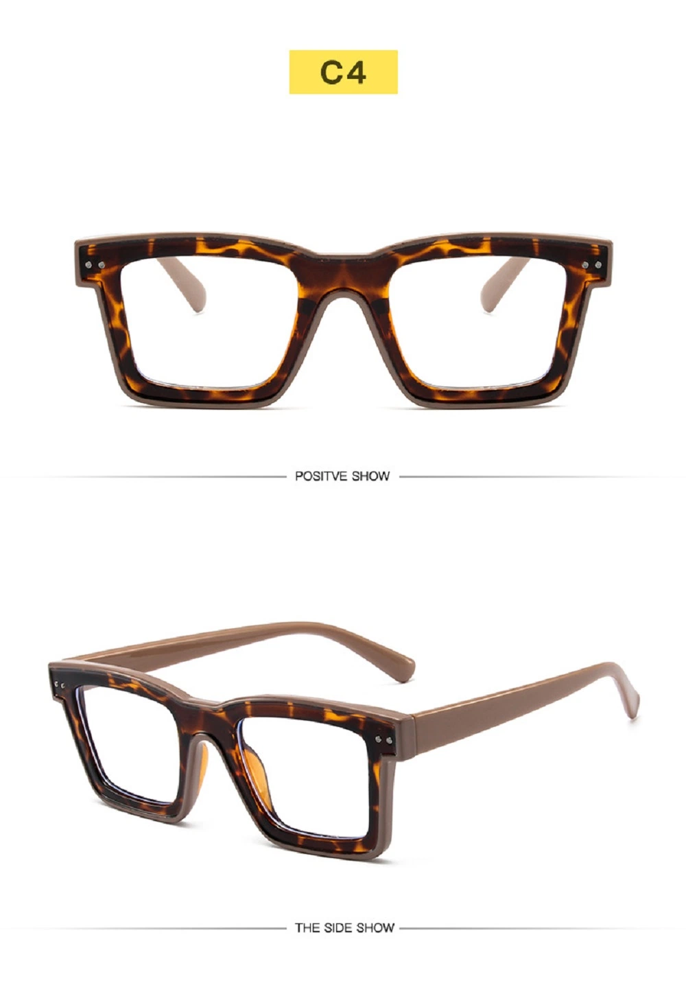 Oversized TR90 Square Eyewear High Quality Colorful Fashion HD Lens Anti-Blue Light Transparent Men Women Spectacles