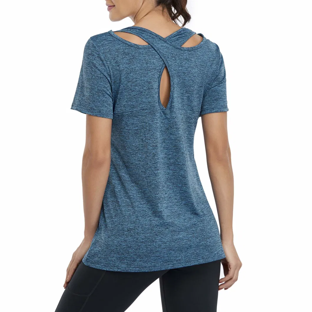 New Custom Short Sleeve Round Neck Cross Women S Yoga Shirt Tops