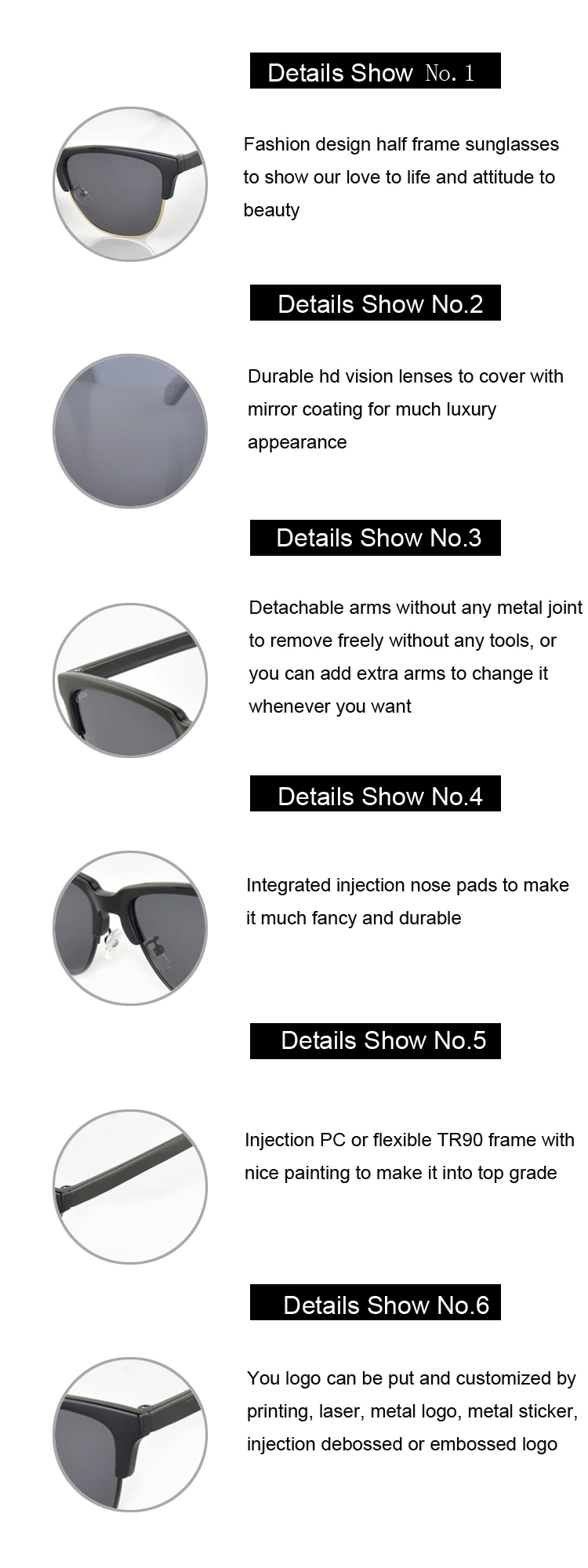 New Classic Half Frame Polarized Sunglasses Men Women Driving Sun Glasses Tac Lens Fashion Shades Male Female Retro Eyewear