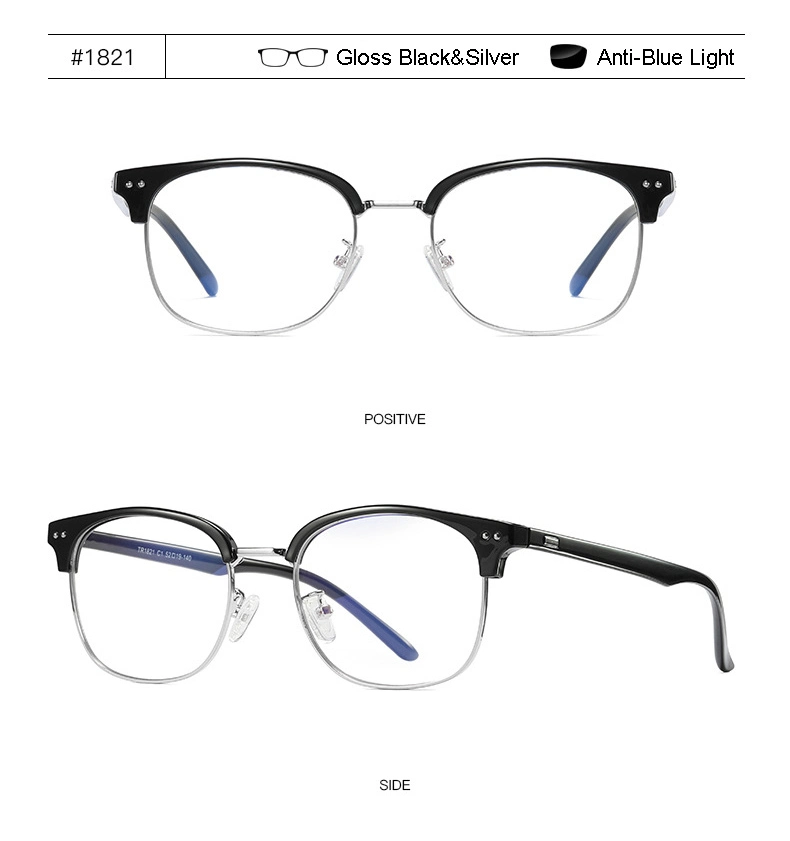 Men Retro Clear Lens Metal Optical Frames Glasses Frame Optical Half Frame Computer Anti Blue Light Blocking Glasses