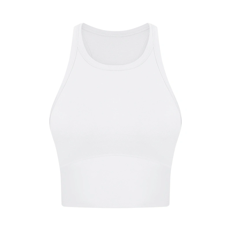 Women Sleeveless Round Neck Crop Tank Top Workout Yoga