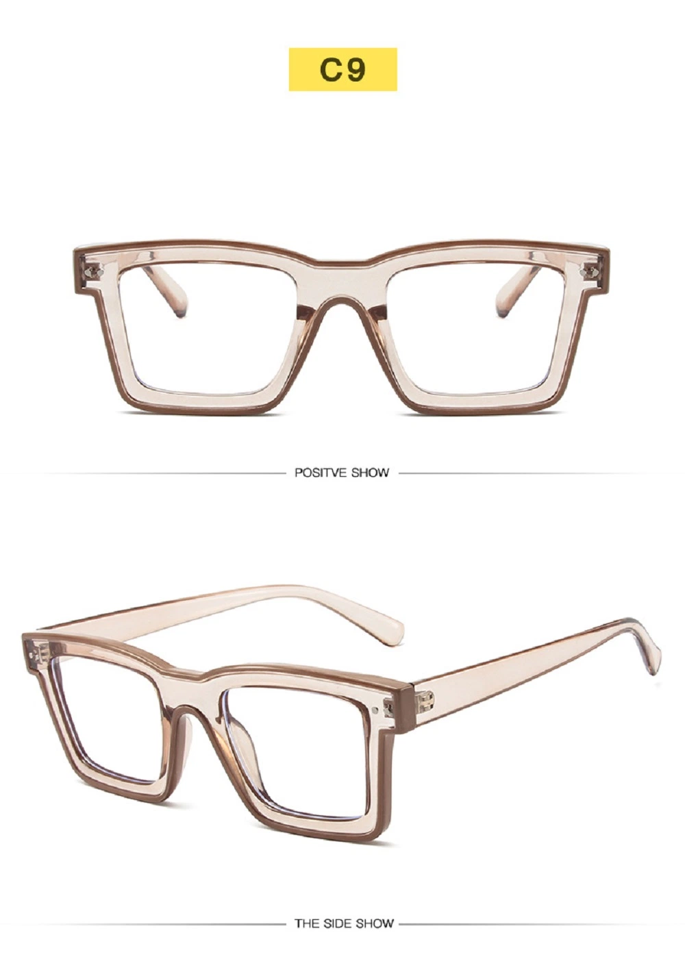 Oversized TR90 Square Eyewear High Quality Colorful Fashion HD Lens Anti-Blue Light Transparent Men Women Spectacles