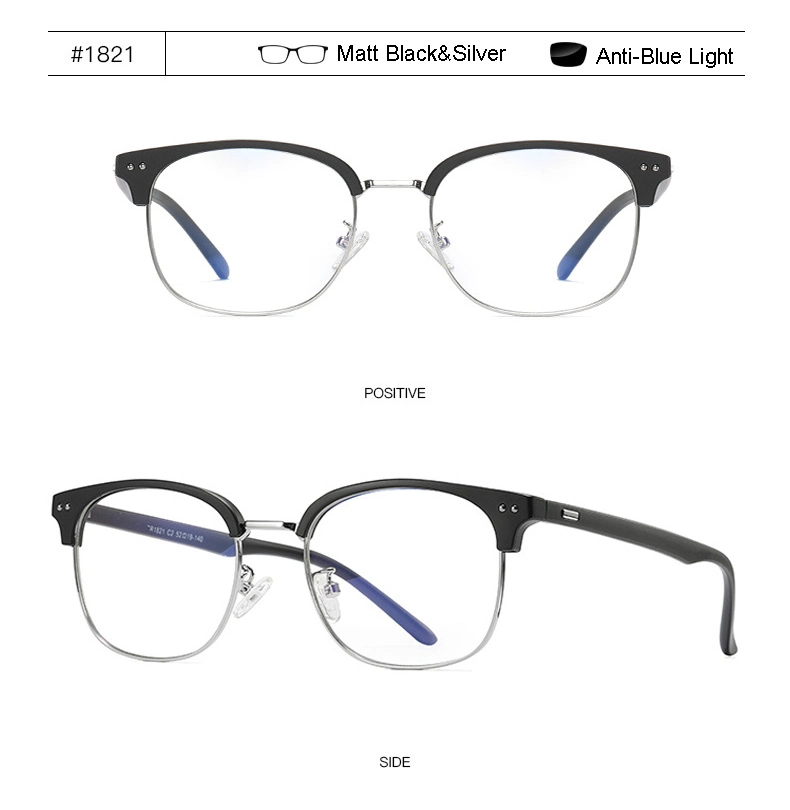 Men Retro Clear Lens Metal Optical Frames Glasses Frame Optical Half Frame Computer Anti Blue Light Blocking Glasses