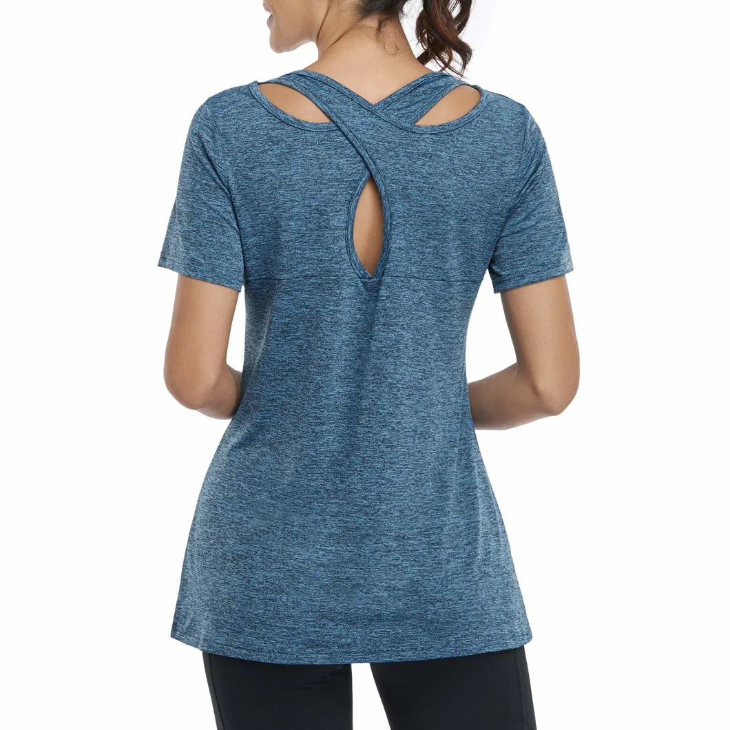 New Custom Short Sleeve Round Neck Cross Women S Yoga Shirt Tops