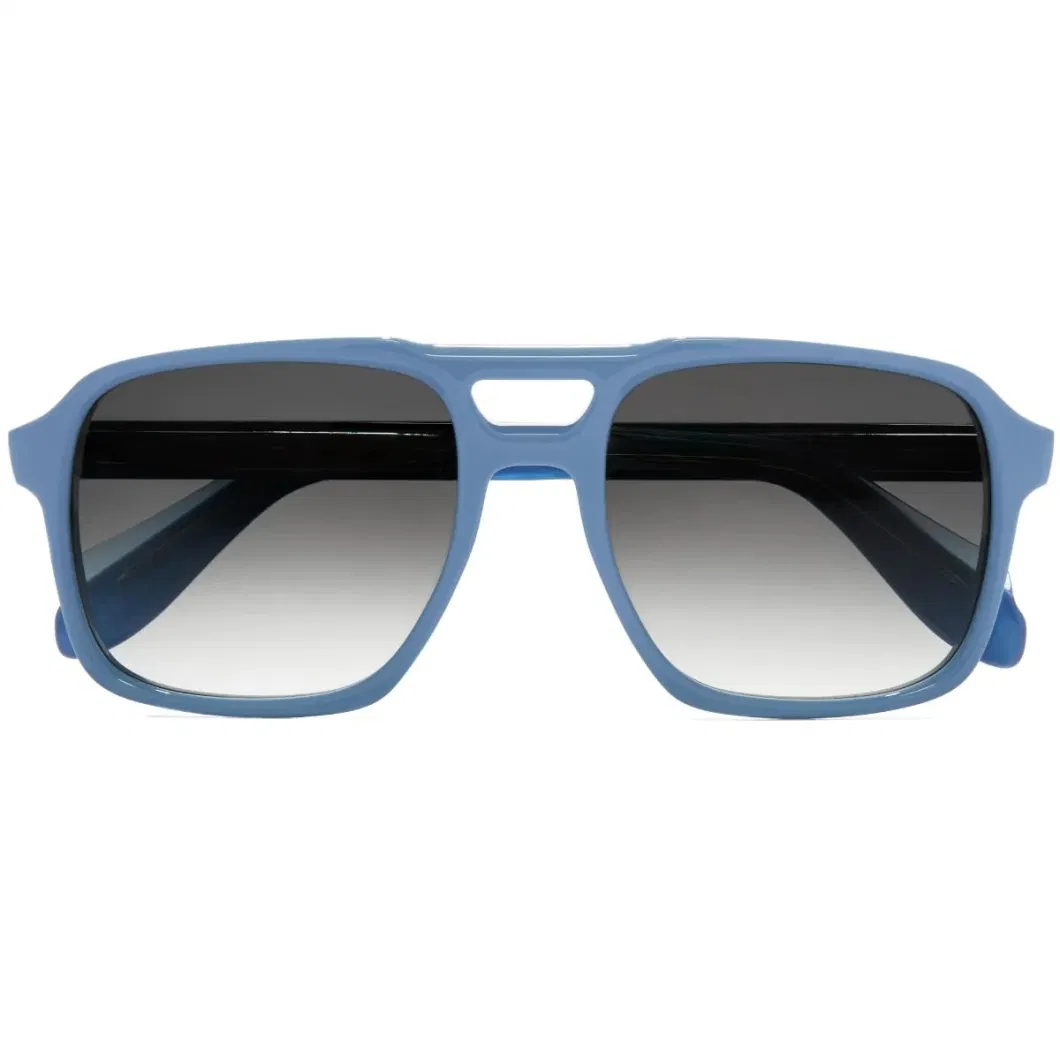 Yeetian UV400 Protective Gradient Grey Lenses Mazzucchelli Light Blue Acetate Pilot Spectacle