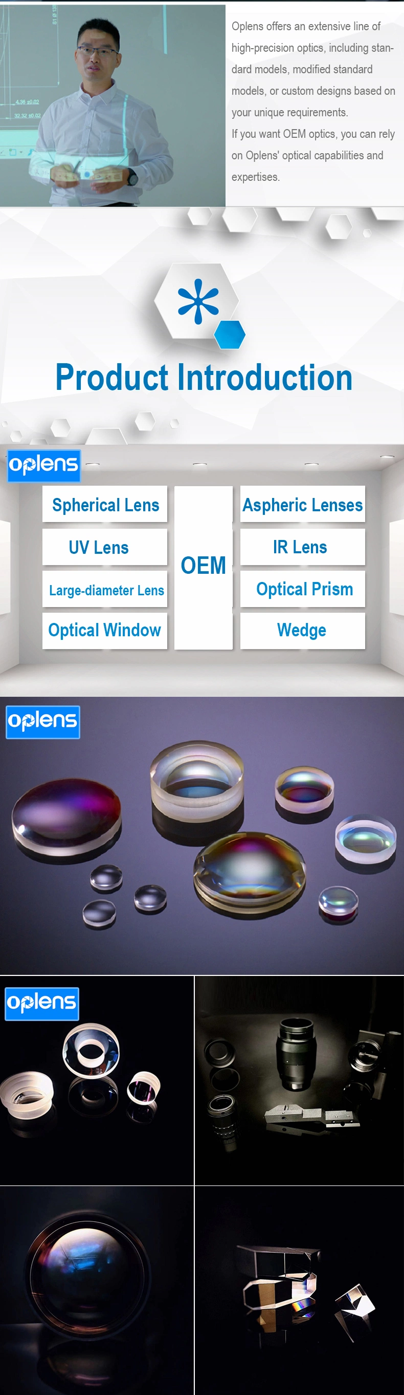 High Precision H-K9l UV Optical Zoom Aspheric Lens for Microscope