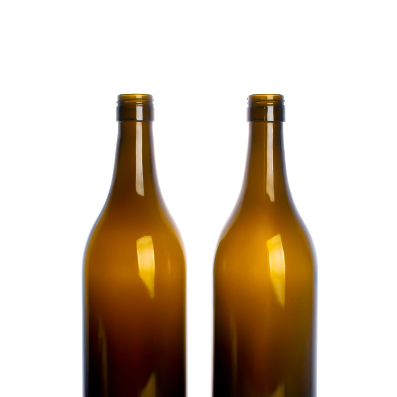 Antique Green Burgundy Wine Bottles 1000ml Glass Bordeaux Wine Bottle Flat-Bottomed Screw-Top Finish
