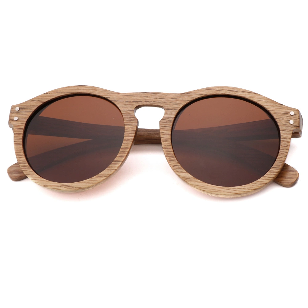 Polarized Lens with Colorful Mirror Ready to Ship and OEM Bamboo and Wooden Round Sunglasses