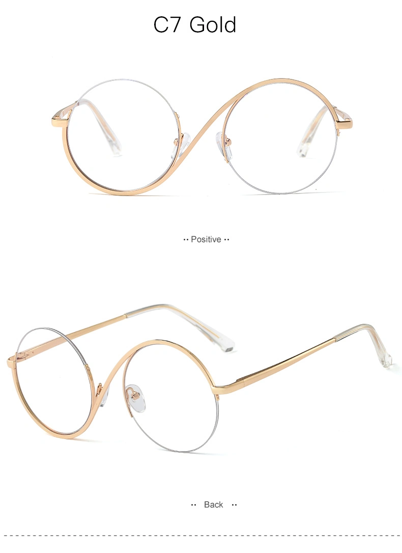 Wholesale New Half Frame Optical Comfortable Flat Lenses Metal Round Frame Fashion Women Men Unisex Anti Blue Light Glasses