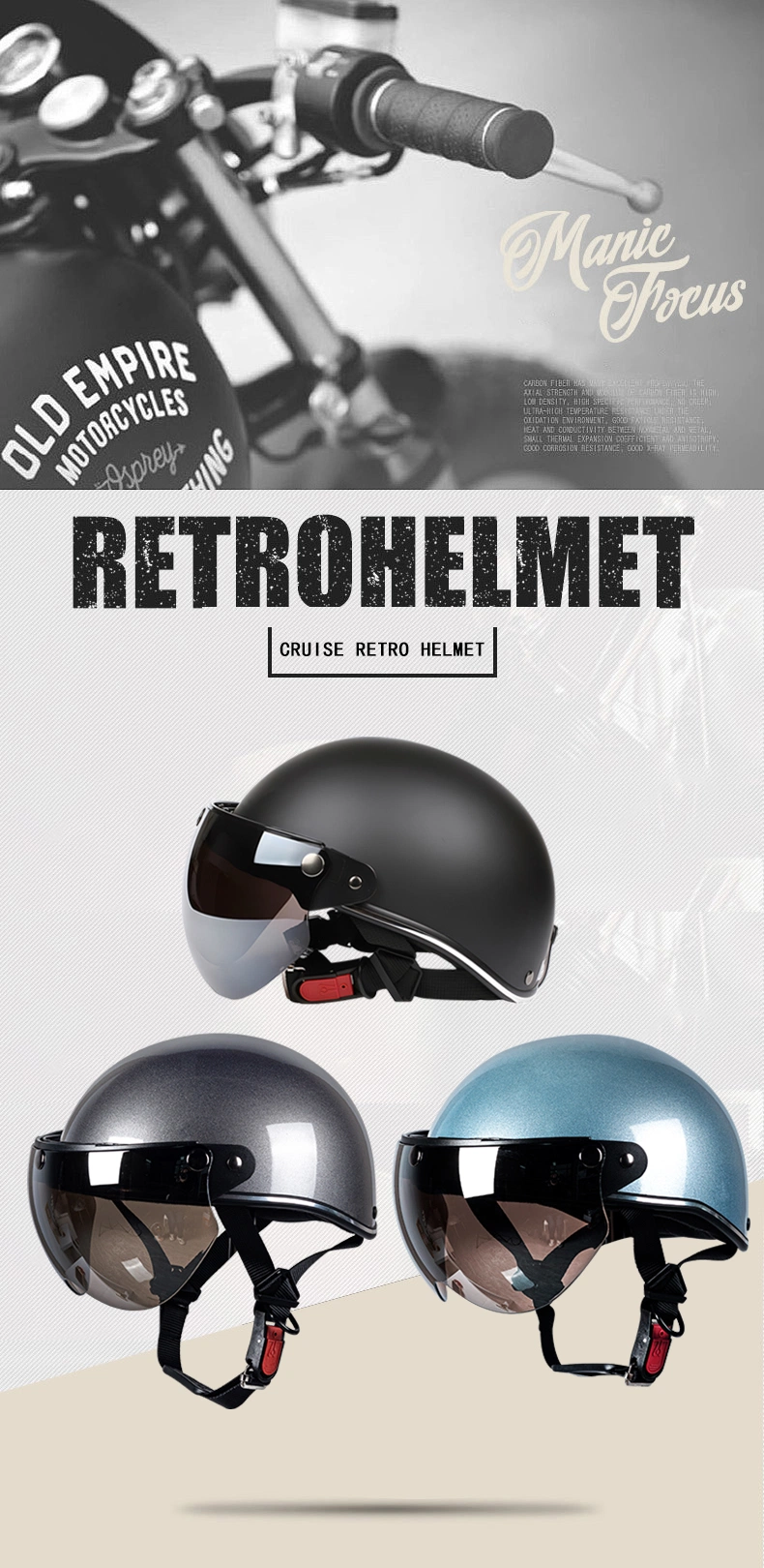 Classic Men&prime;s and Women&prime;s Motorcycle Helmet Fashion Simple Motorcycle Helmet Winter Electric Car Helmet with Neck Collar