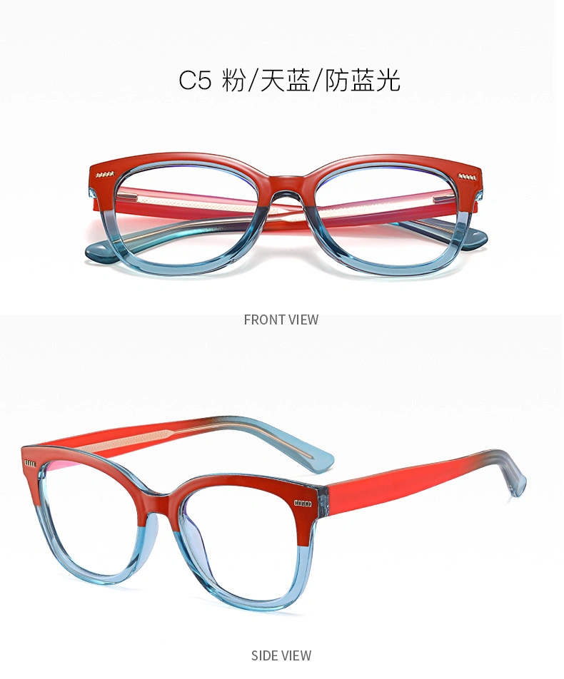 Sr82031 New Style Wholesale Acetate Original Color Frameglasses Frame Demo Lens Anti-Blue Light Myopia Eyewear