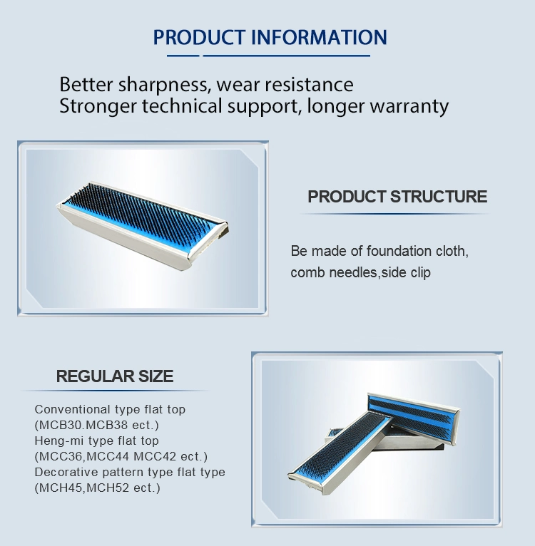 High Durability Specific Card Clothing Flat Tops Wires Stationary Tops for Textile Finishing Machine