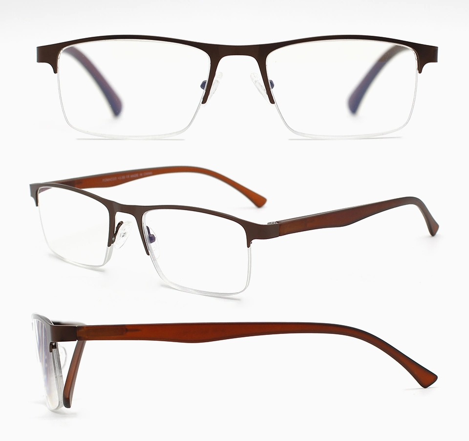 Promotional Half Rim Slim Square Frame Custom Men&prime; S Reading Glasses Manufacturier Acrylic Lens Metal Replicas Reading Glasses (WRM21056)
