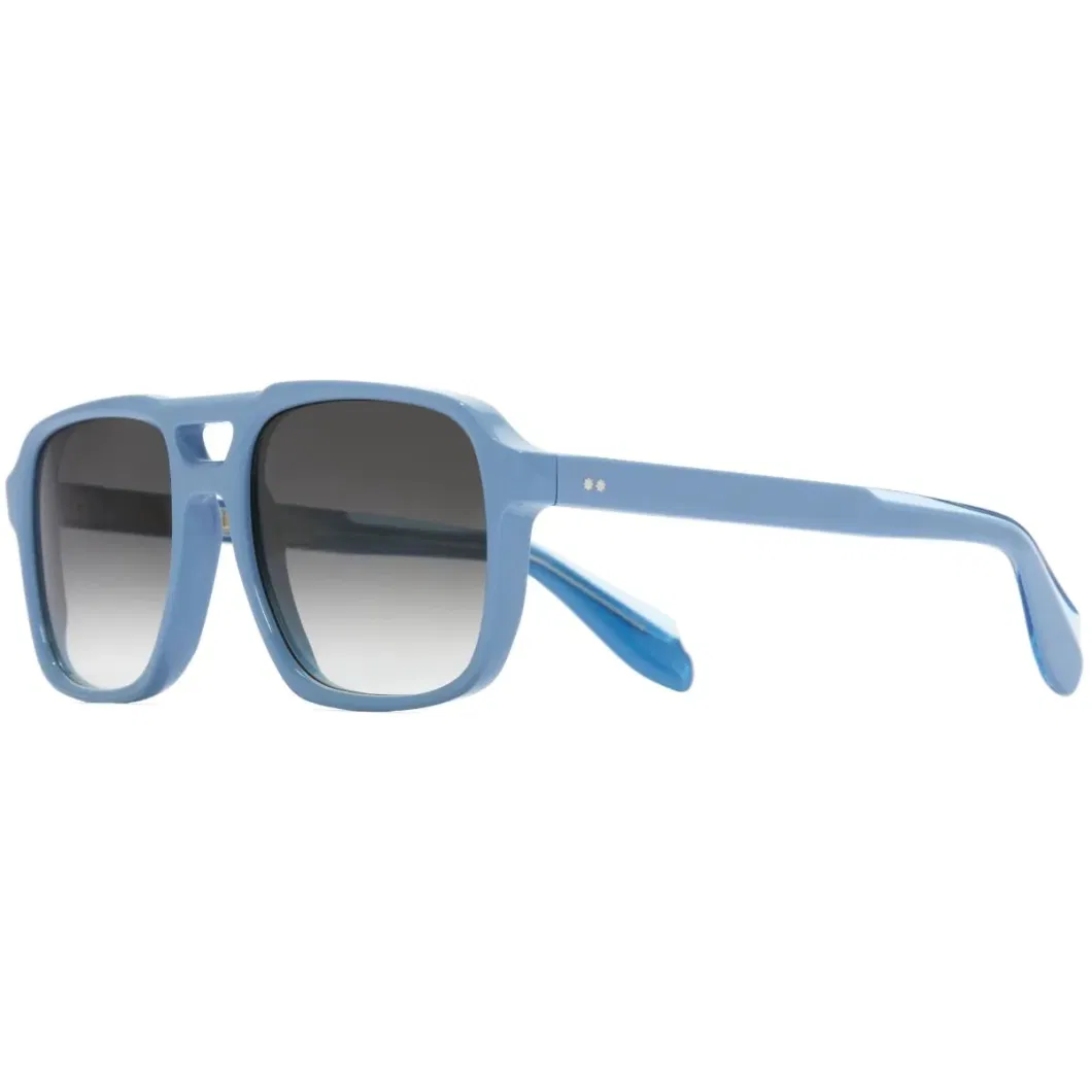 Yeetian UV400 Protective Gradient Grey Lenses Mazzucchelli Light Blue Acetate Pilot Spectacle