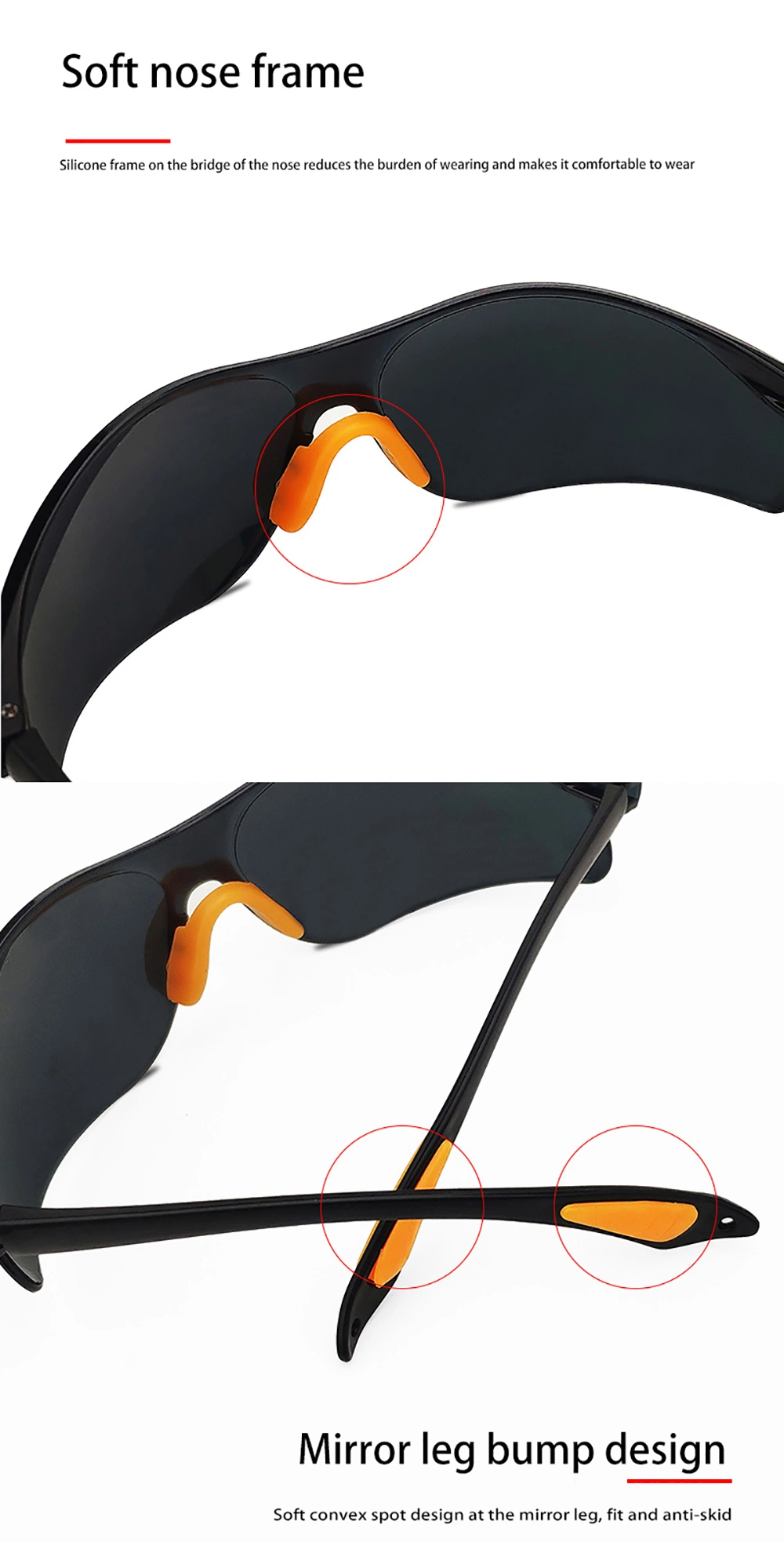 OEM Customized Fashion Outdoor Sports Sunglasses Tac Lens Half Frame Sports Glasses UV400 UV Protection Sports Glasses