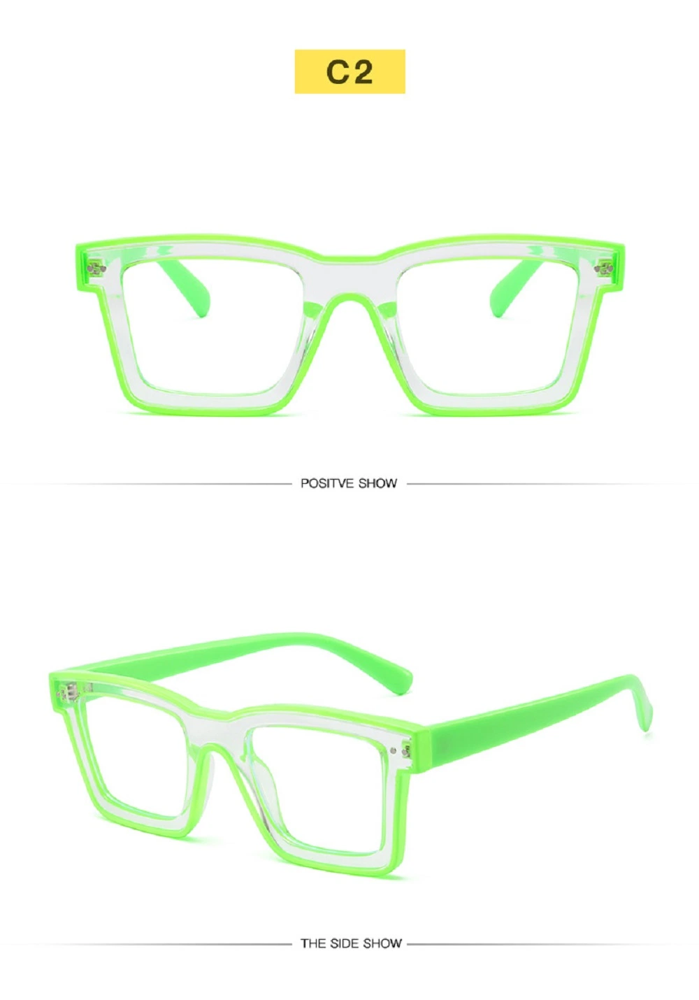 Oversized TR90 Square Eyewear High Quality Colorful Fashion HD Lens Anti-Blue Light Transparent Men Women Spectacles