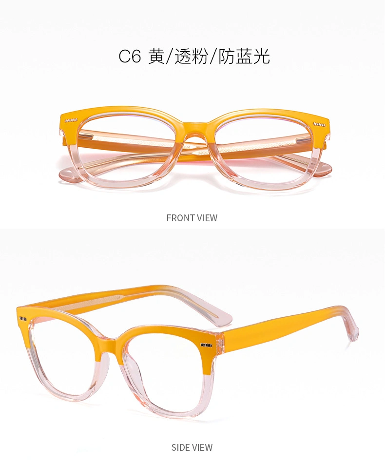 Sr82031 New Style Wholesale Acetate Original Color Frameglasses Frame Demo Lens Anti-Blue Light Myopia Eyewear