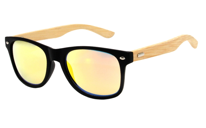 Fashion Bamboo Temple Rectangle Frame Sunglasses with Photochromic Lens and UV400 Protection